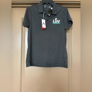 Antigua Women’s Black Striped Polo Shirt